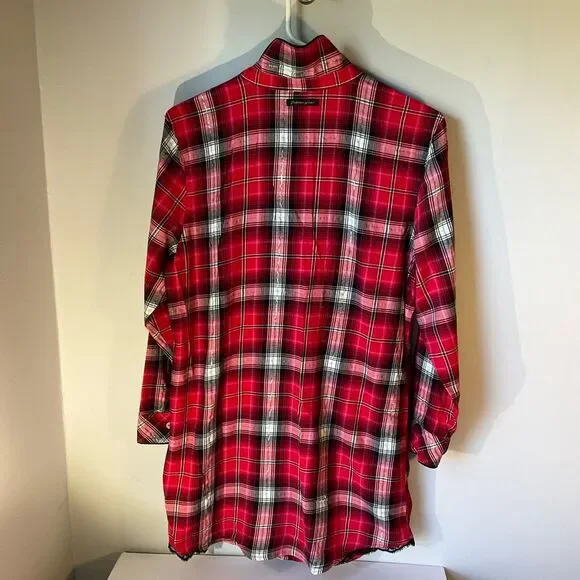 Vintage Victoria’s Secret Plaid And Lace Nightie, M Red Christmas - Picture 9 of 14